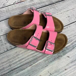 Birkenstock Arizona Birko-Flor Patent Patent Candy Pink Girls 34 US 3
